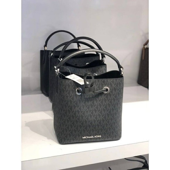 MICHAEL KORS SURI Small Logo Bucket Crossbody Black Signature Canvas NWT $398 - Picture 9 of 12